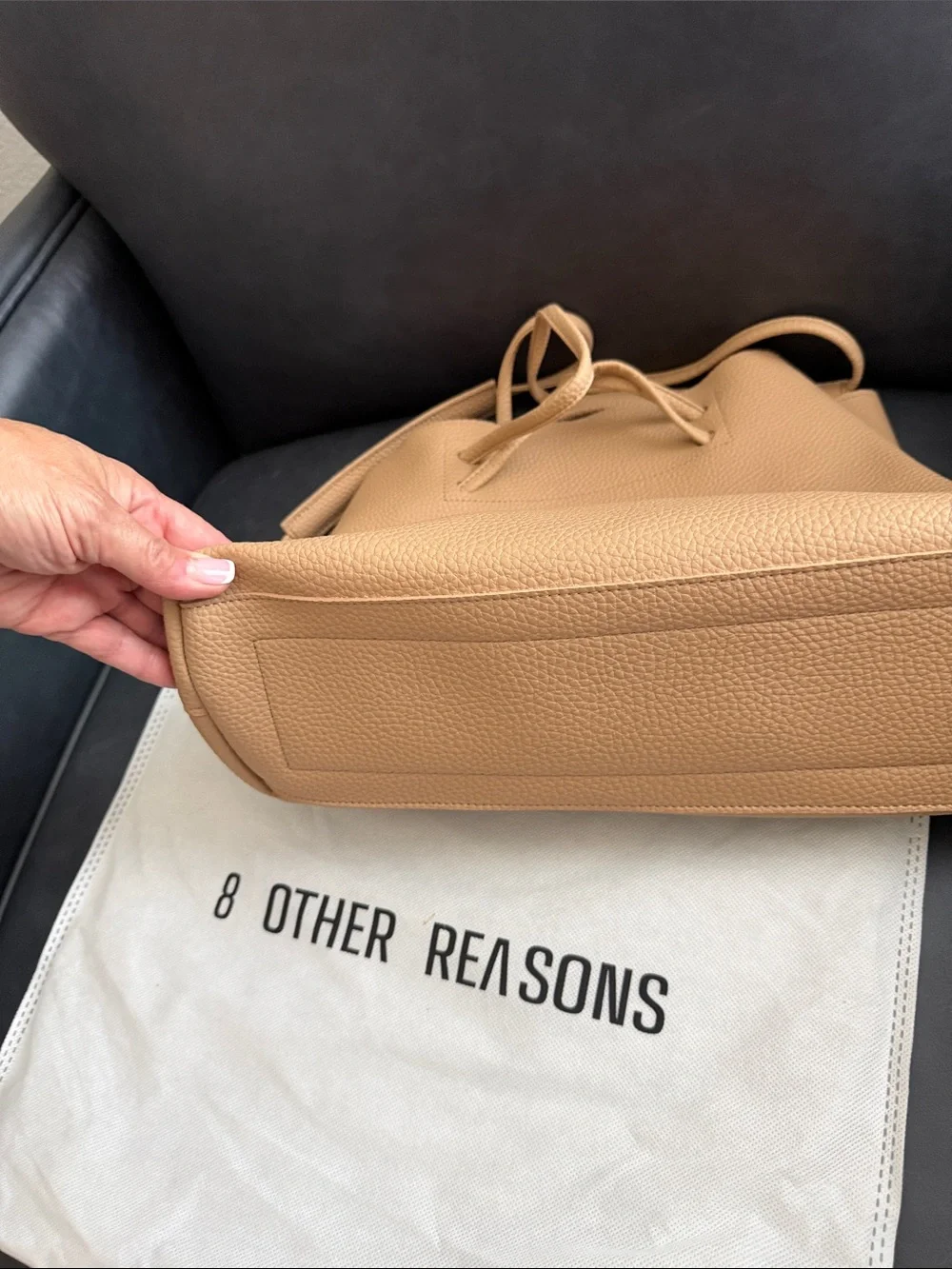 NWOT 8 Other Reasons Tan Vegan Leather Drawstring Tote
